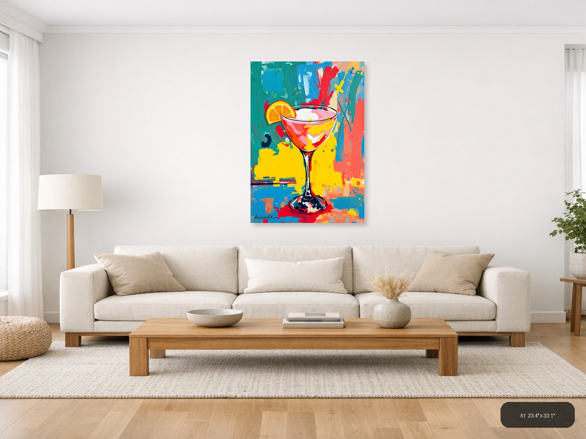 Vibrant Cocktail Abstract Pop Art Wall Art — A1 / Living Room