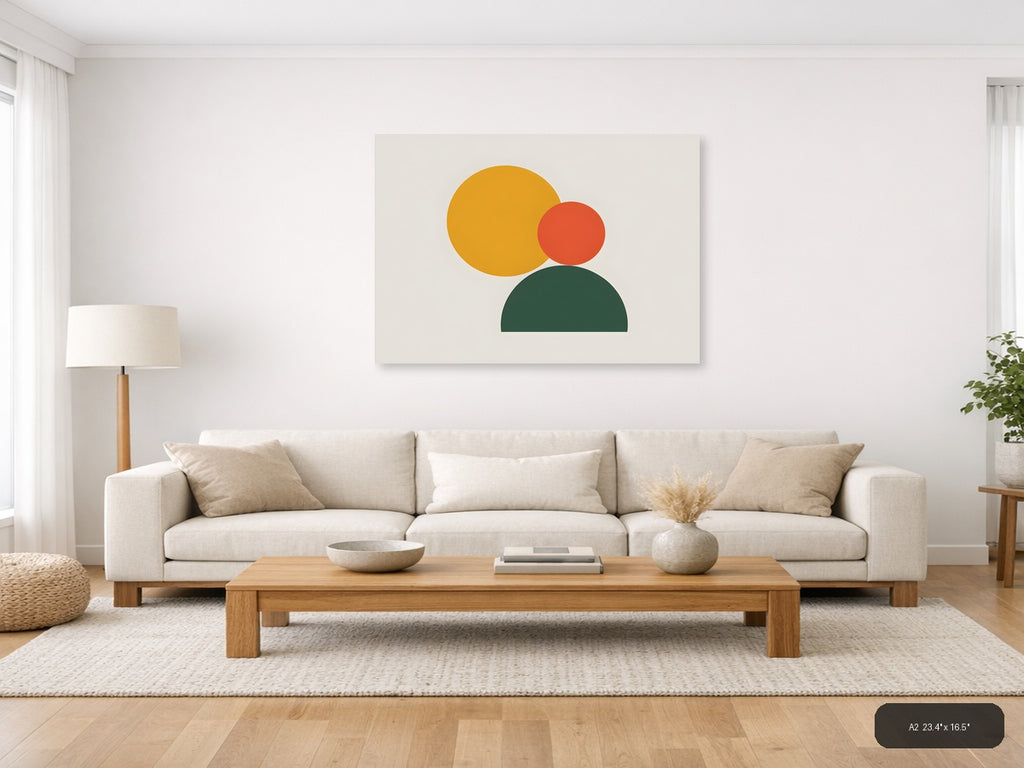 Minimalist Geometric Circles Abstract Wall Art — A2 / Living Room