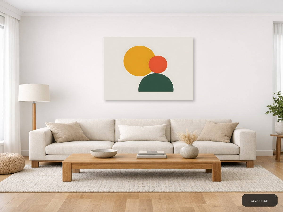 Minimalist Geometric Circles Abstract Wall Art — A2 / Living Room