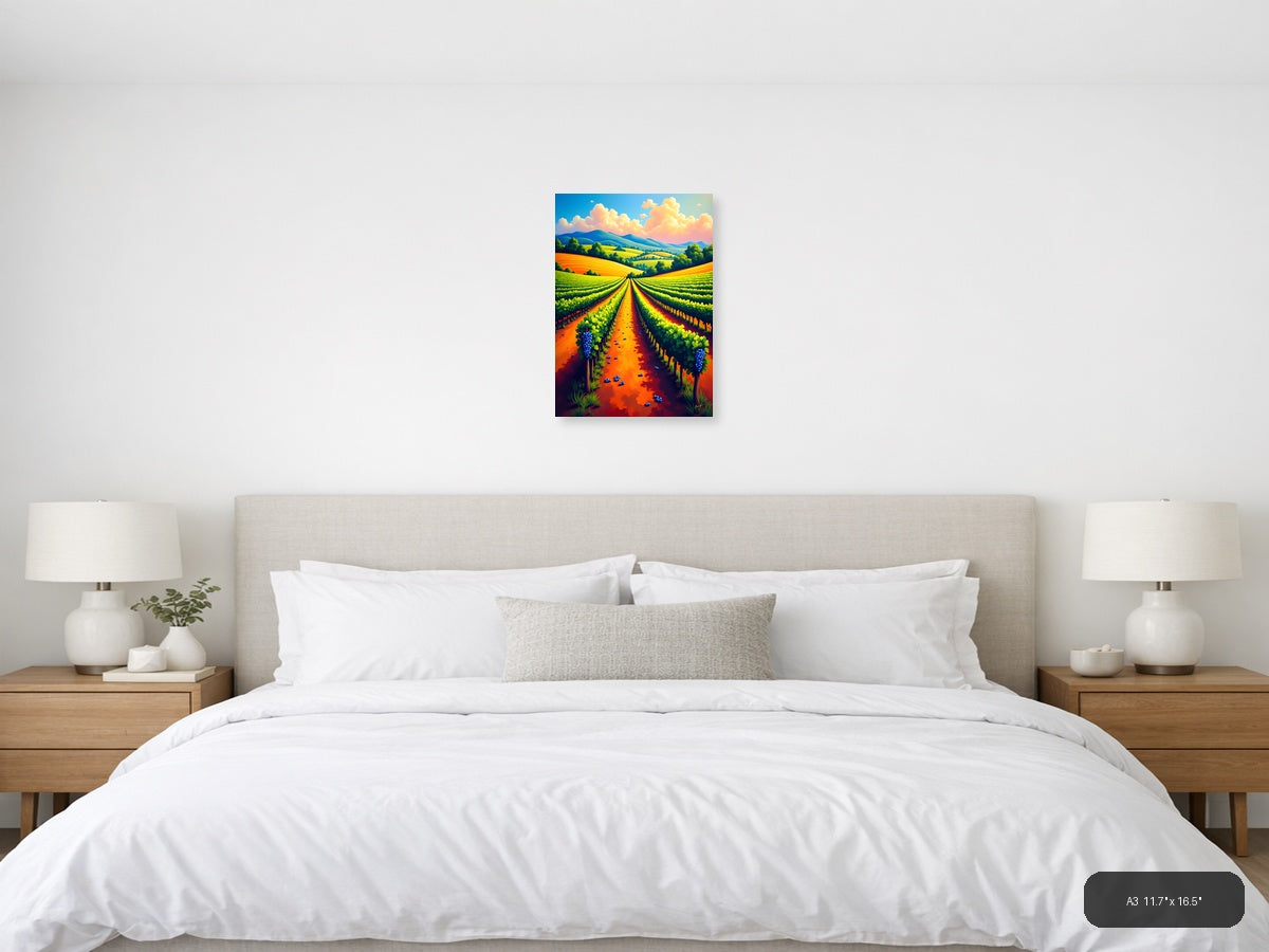 Vibrant Vineyard Landscape Abstract Wall Art — A3 / Bedroom