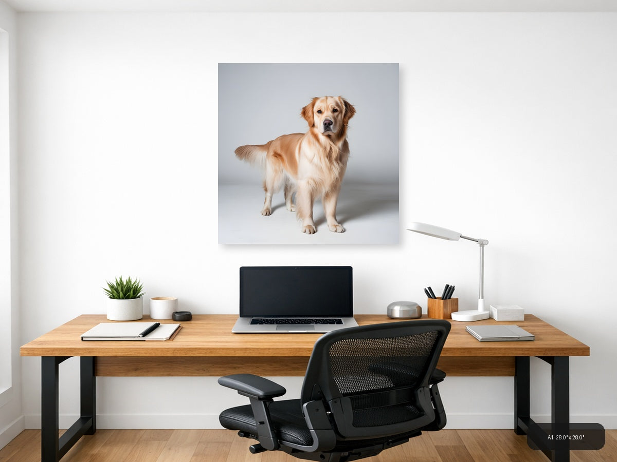 Golden Retriever Portrait Minimalist Wall Art — A1 / Office