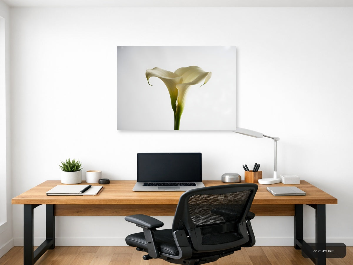 White Calla Lily Minimalist Botanical Wall Art — A2 / Office