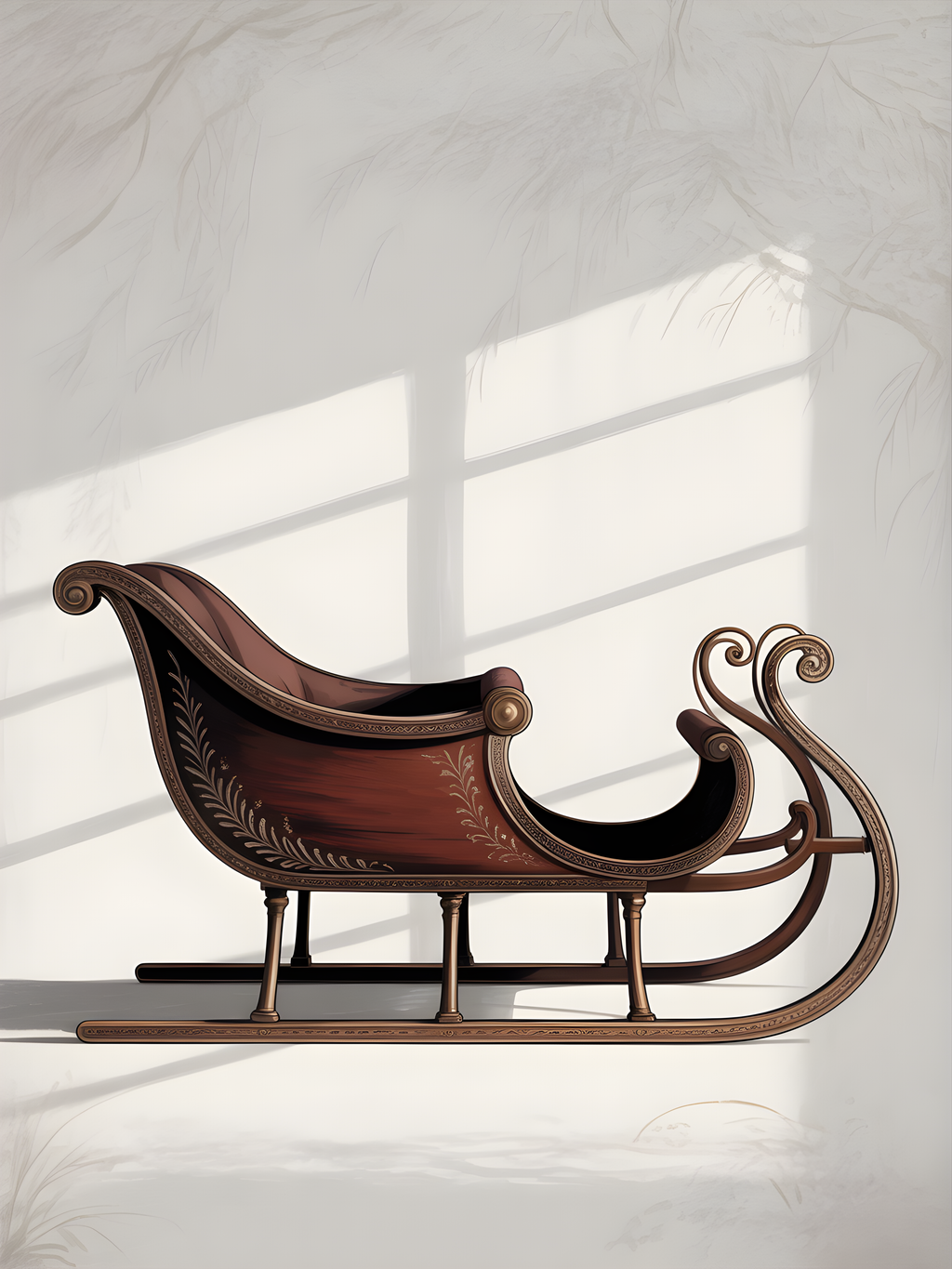 Minimalist Wooden Sleigh Window Light Wall Art