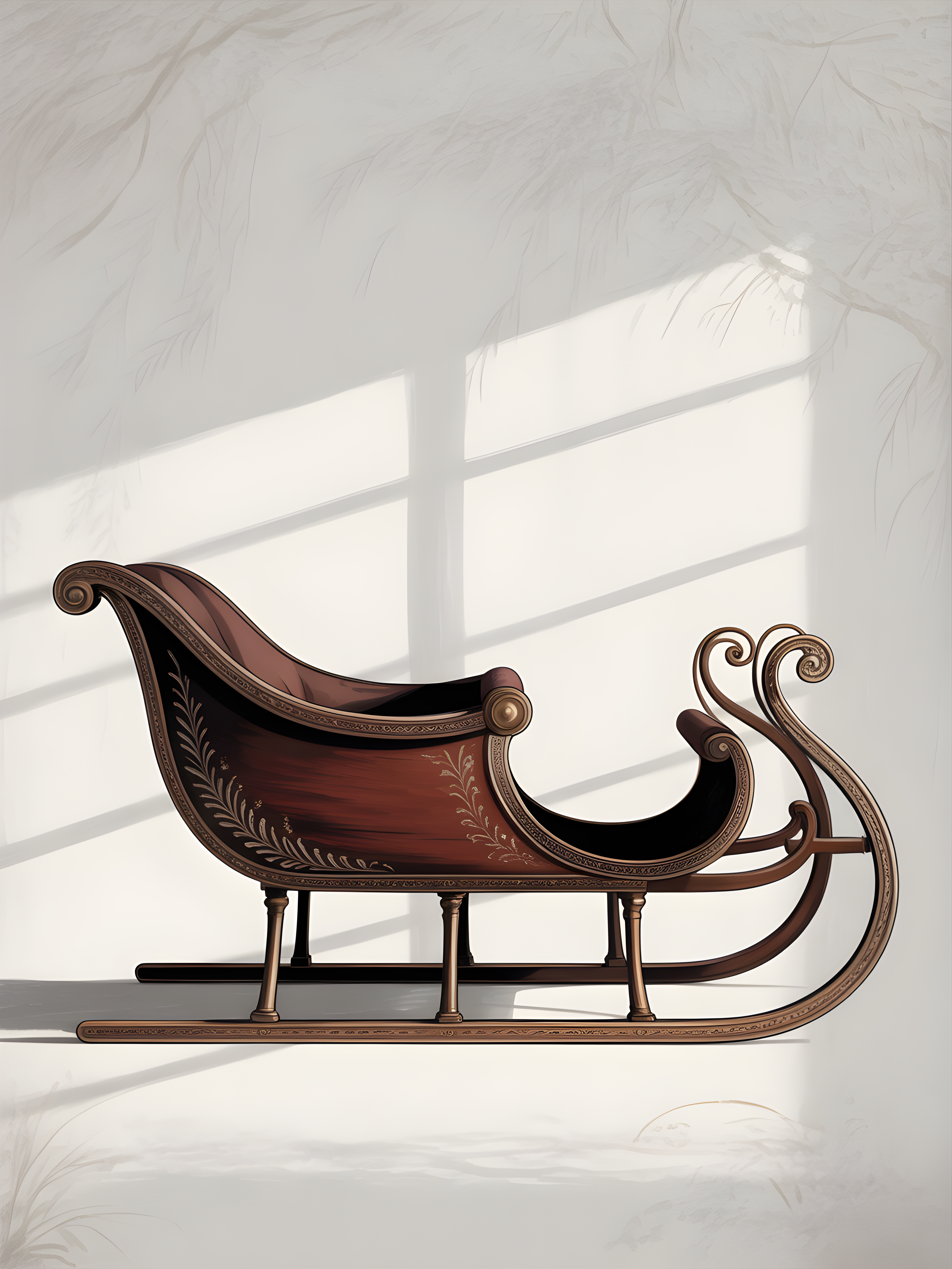 Minimalist Wooden Sleigh Window Light Wall Art