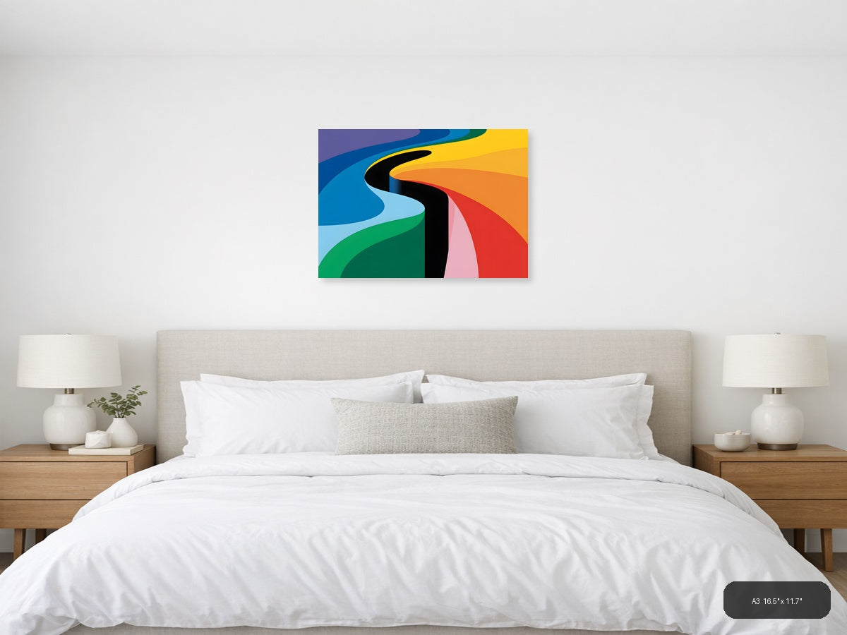 Colorful Abstract Waves Modern Photography Wall Art — A3 / Bedroom