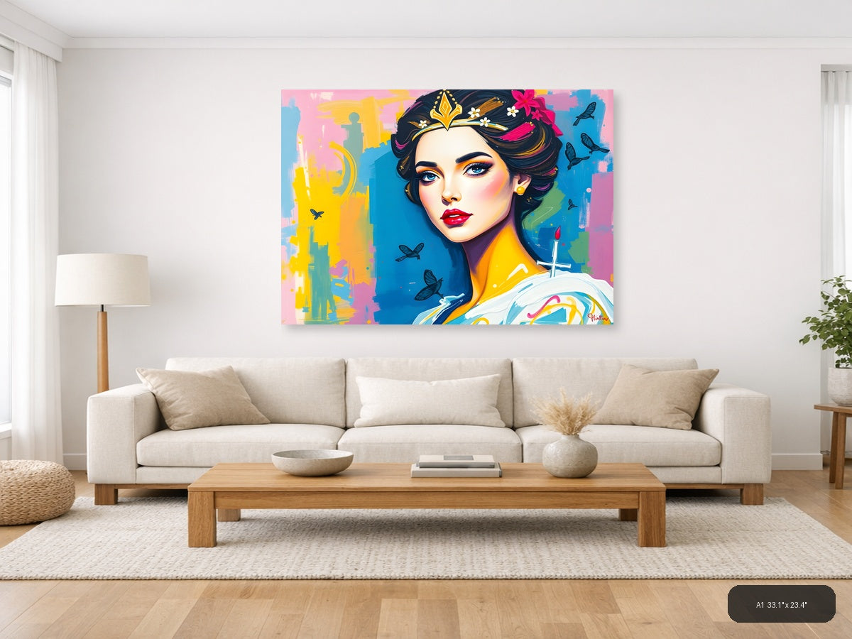 Colorful Pop Art Woman Portrait Abstract Wall Art — A1 / Living Room