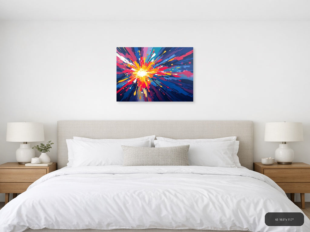 Vibrant Radial Burst Abstract Canvas Wall Art — A3 / Bedroom