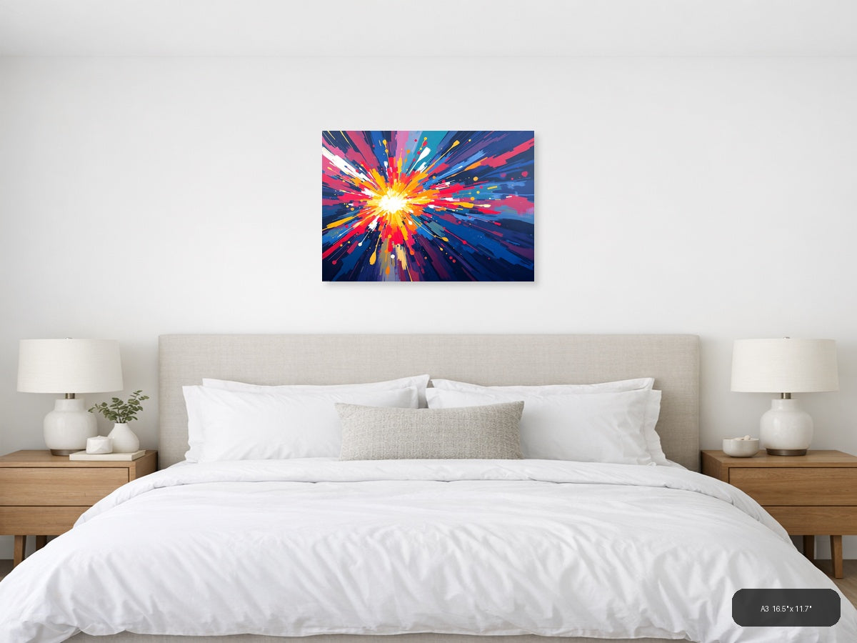 Vibrant Radiant Burst Abstract Explosion Wall Art — A3 / Bedroom
