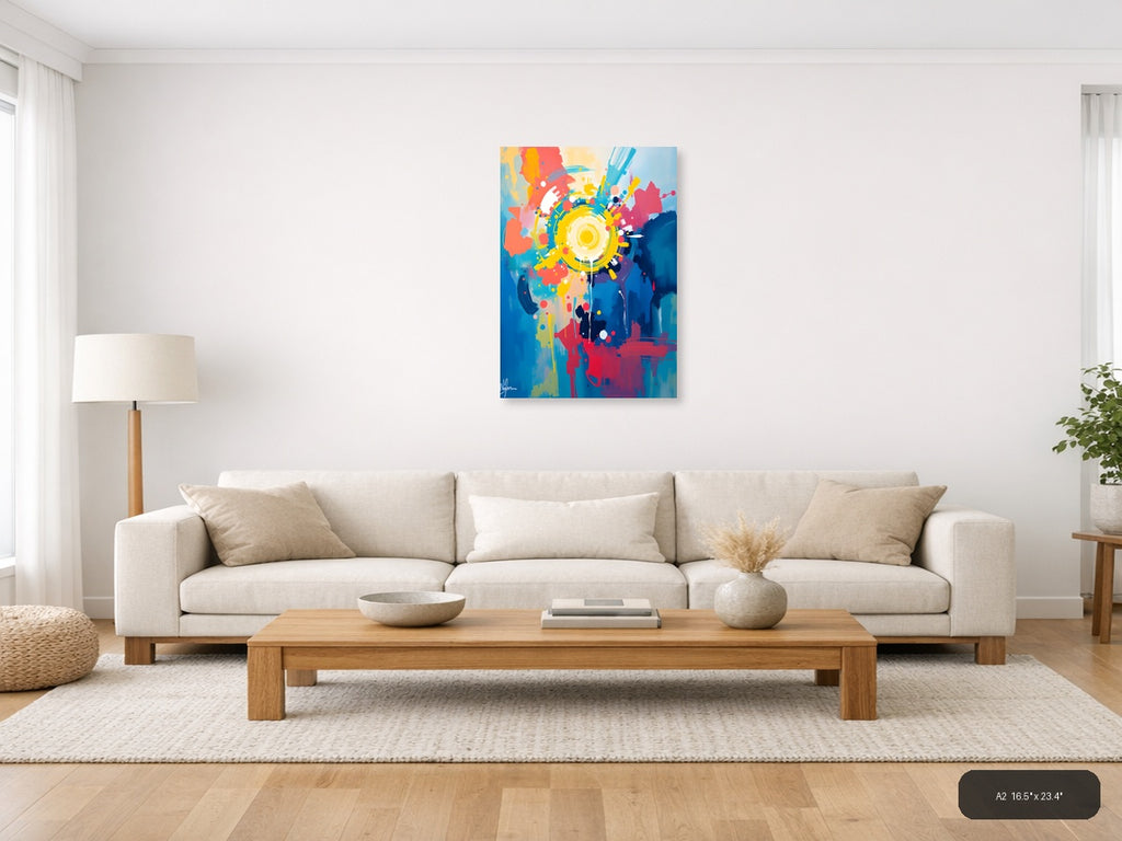 Vibrant Abstract Gear Mind Burst Colorful Wall Art — A2 / Living Room