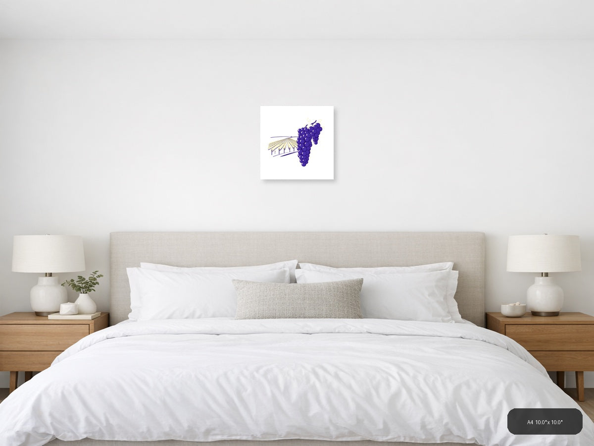 Minimalist Purple Grapes Vineyard Field Wall Art — A4 / Bedroom