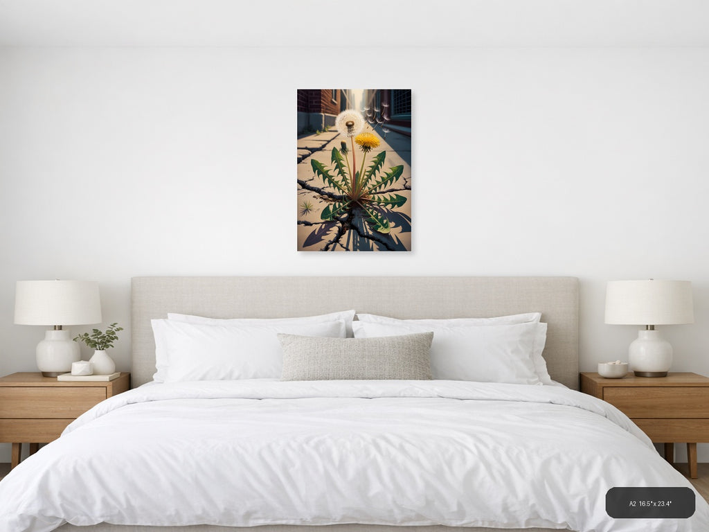 Vintage Dandelion in Urban Ruins Wall Art — A2 / Bedroom