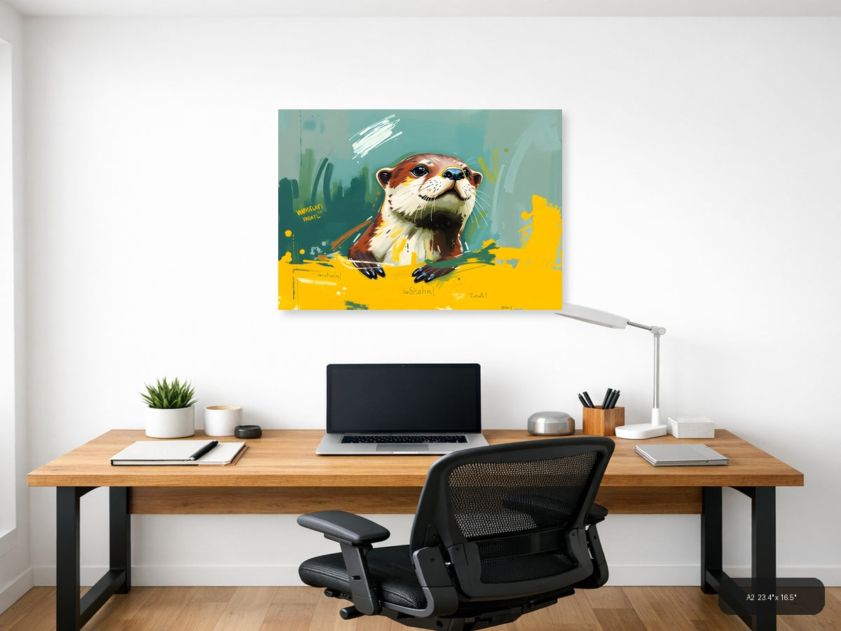 Colorful Otter Abstract Portrait Wall Art — A2 / Office