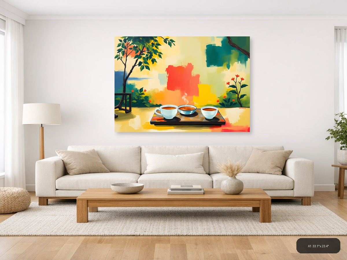 Abstract Garden Tea Ceremony Landscape Wall Art — A1 / Living Room