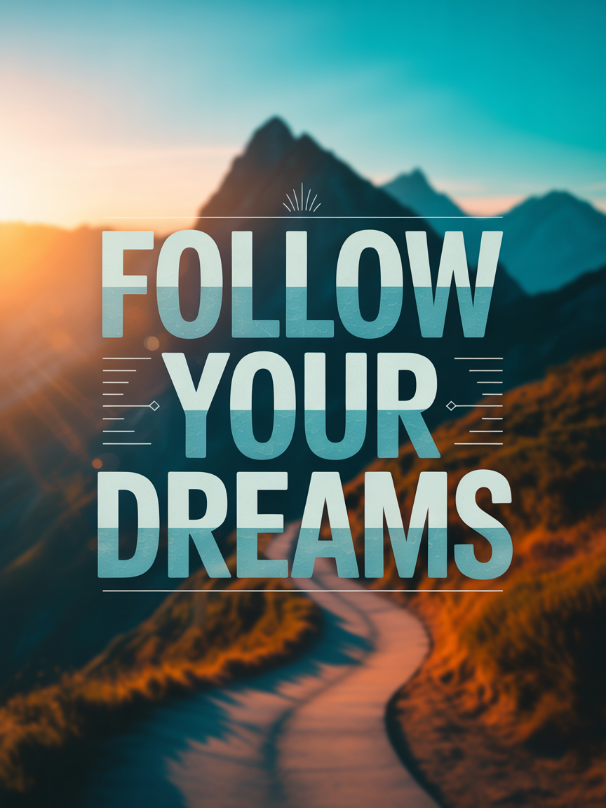 Follow Your Dreams Mountain Typography Wall Art