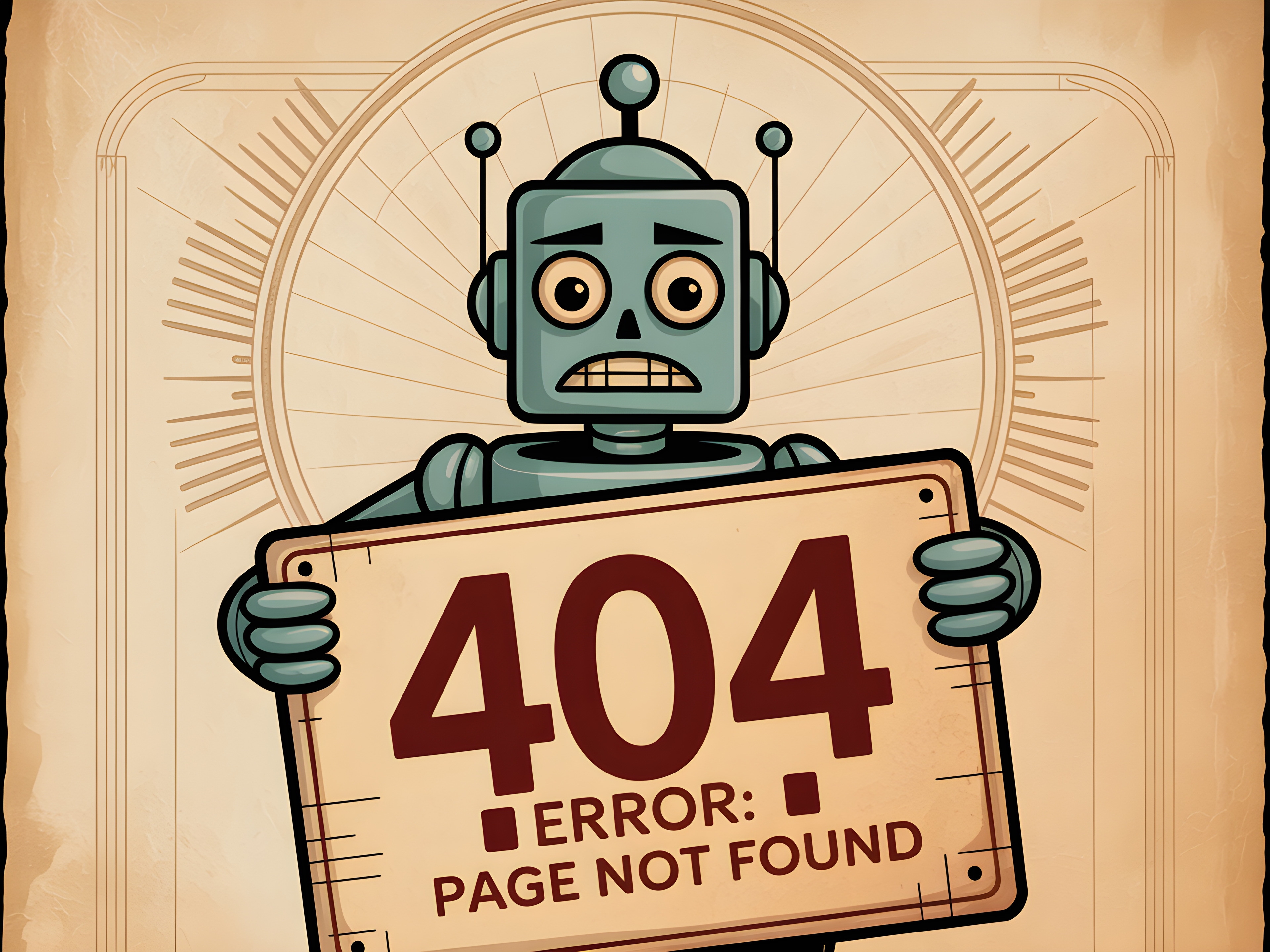 Vintage Retro Robot 404 Error Message Wall Art