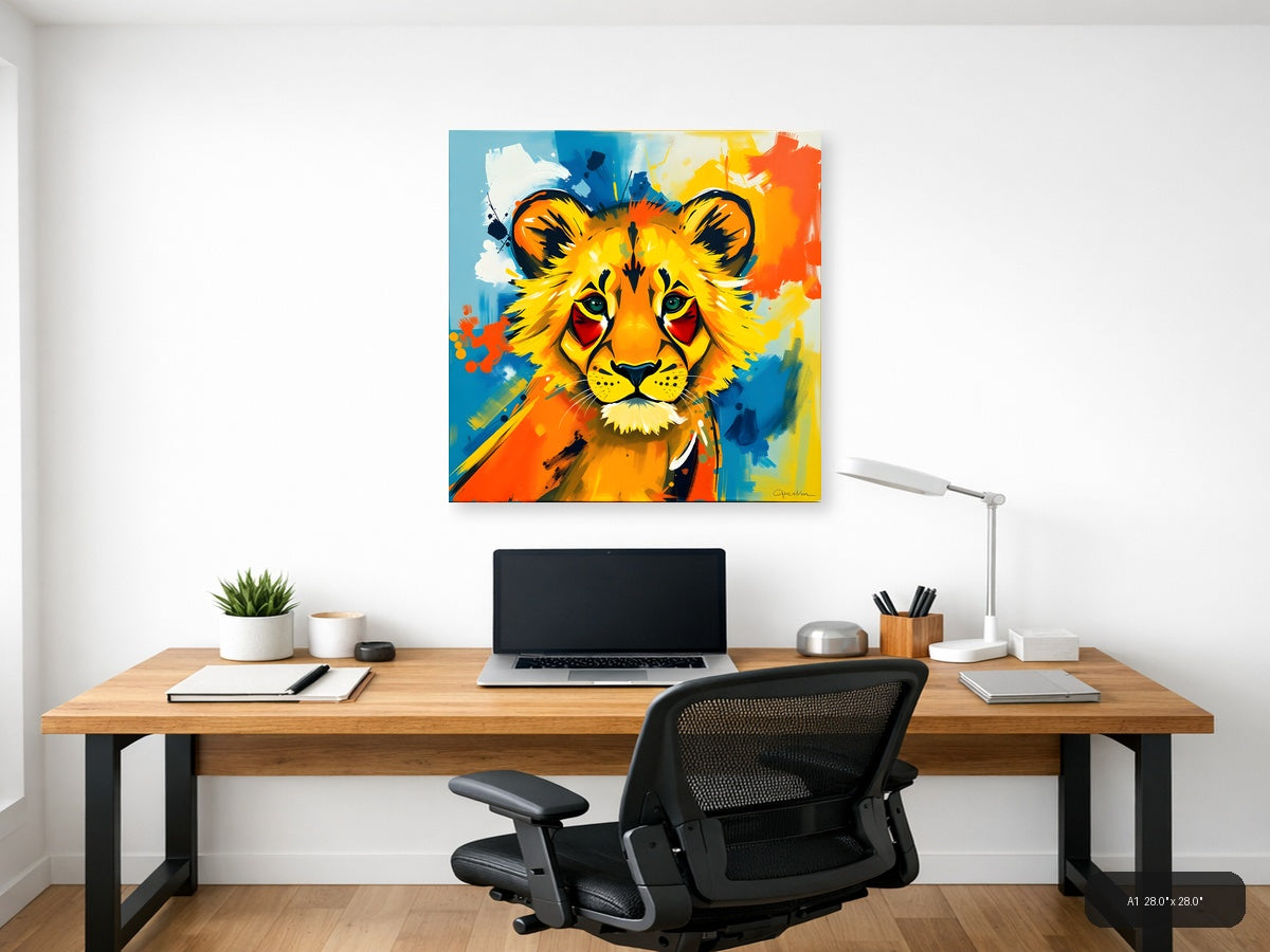 Colorful Abstract Lion Head Pop Art Wall Art — A1 / Office