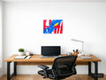Abstract Red Blue Yellow Modern Brushstroke Wall Art — A4 / Office