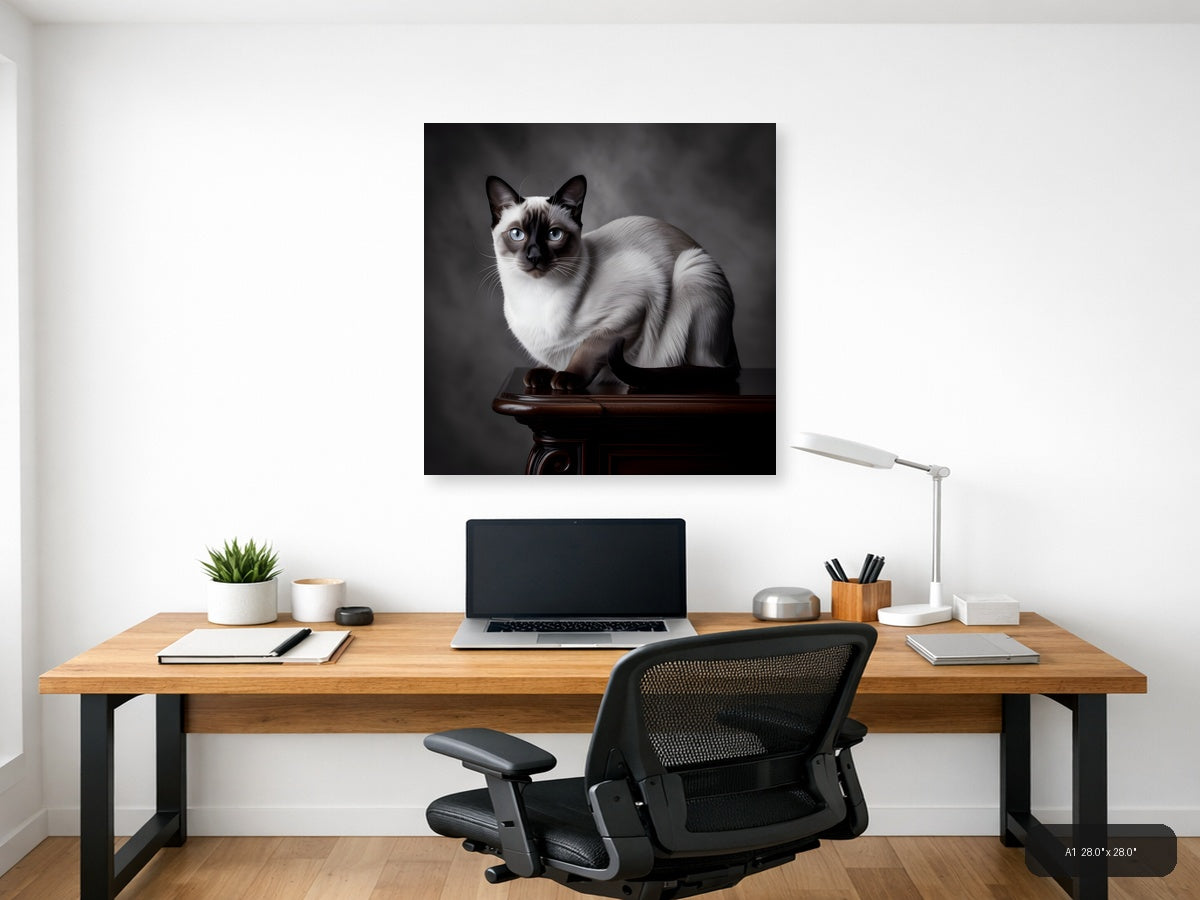 Siamese Cat Portrait with Blue Eyes Photography Wall Art — A1 / Office