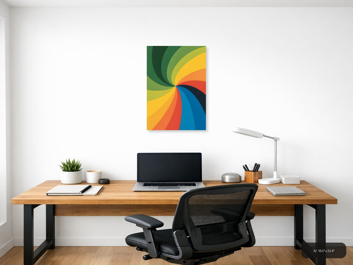 Colorful Spiral Rainbow Swirl Abstract Photography Wall Art — A2 / Office