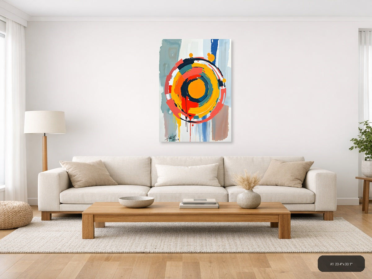 Vibrant Abstract Concentric Circles Modern Wall Art — A1 / Living Room