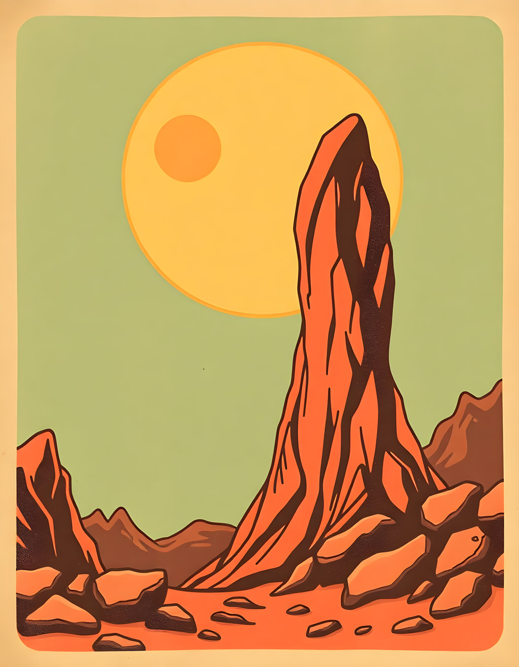 Desert Monument Vintage Landscape Wall Art