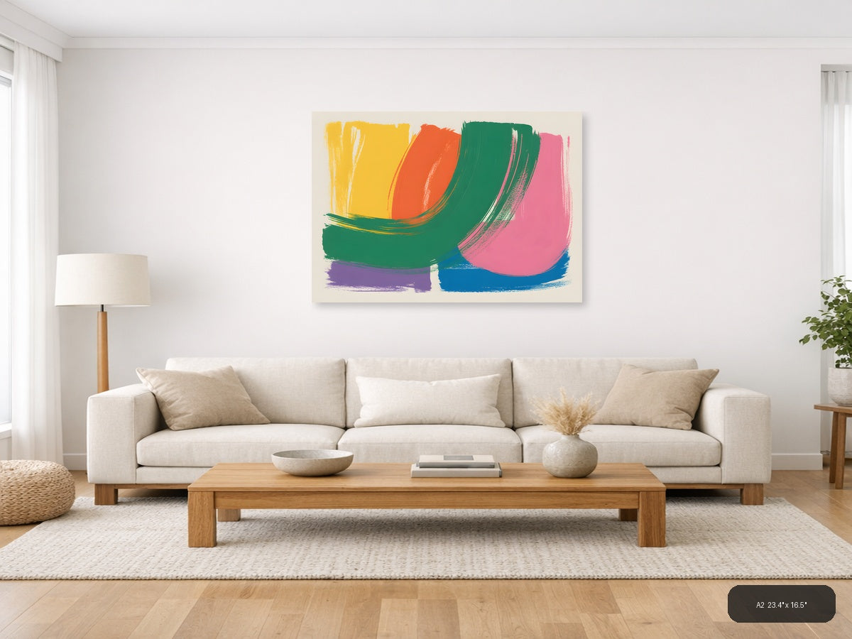 Vibrant Abstract Brushstrokes Landscape Wall Art — A2 / Living Room
