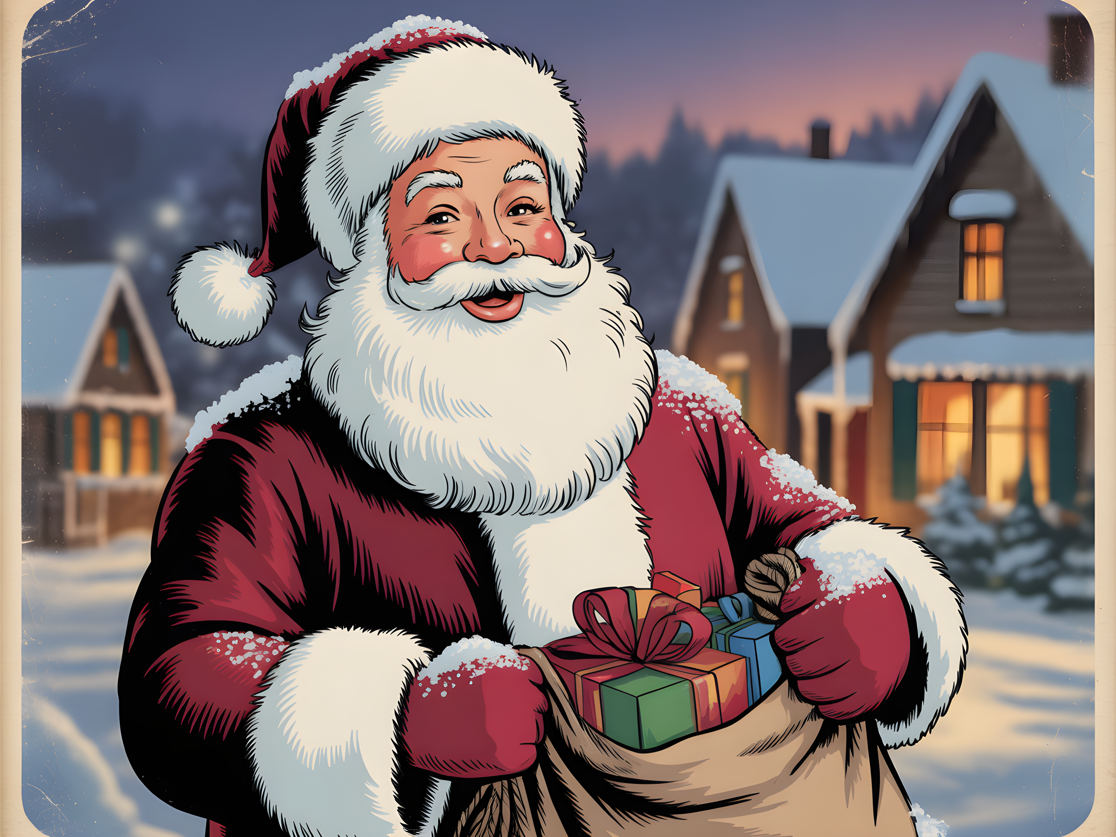 Vintage Santa Claus Christmas Holiday Wall Art