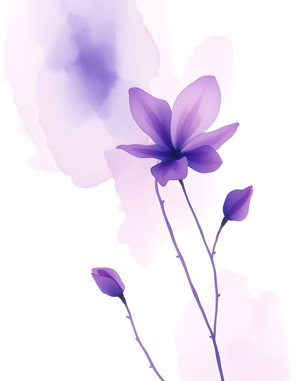 Purple Watercolor Cosmos Flowers Wall Art