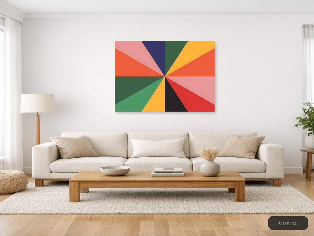 Colorful Geometric Sunburst Pattern Photography Wall Art — A2 / Living Room