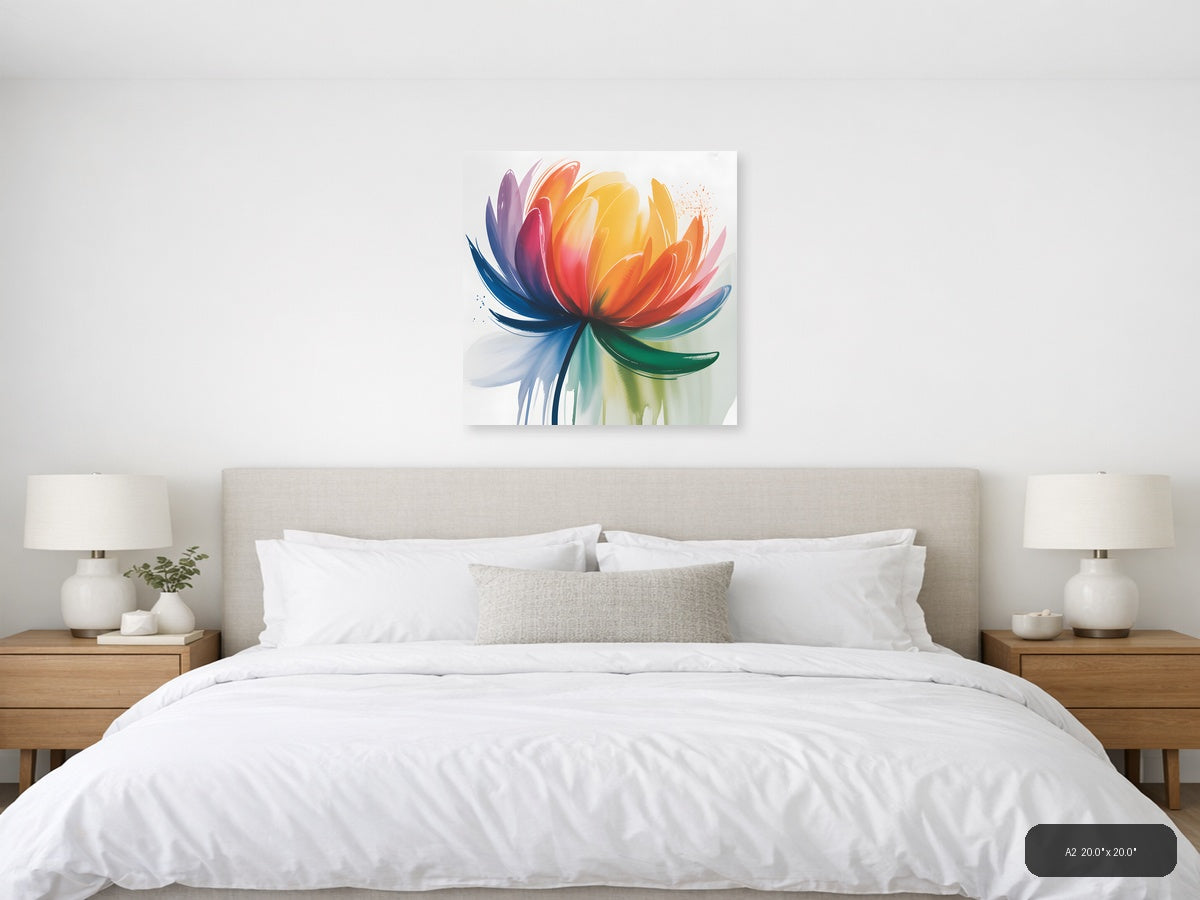 Colorful Watercolor Lotus Flower Wall Art — A2 / Bedroom
