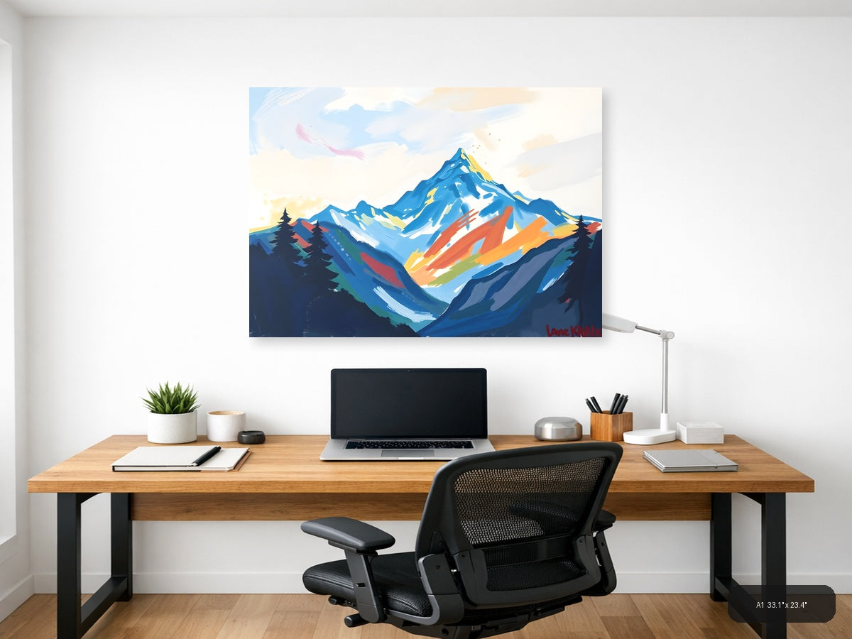 Abstract Mountain Peak with Colorful Valleys Wall Art — A1 / Office