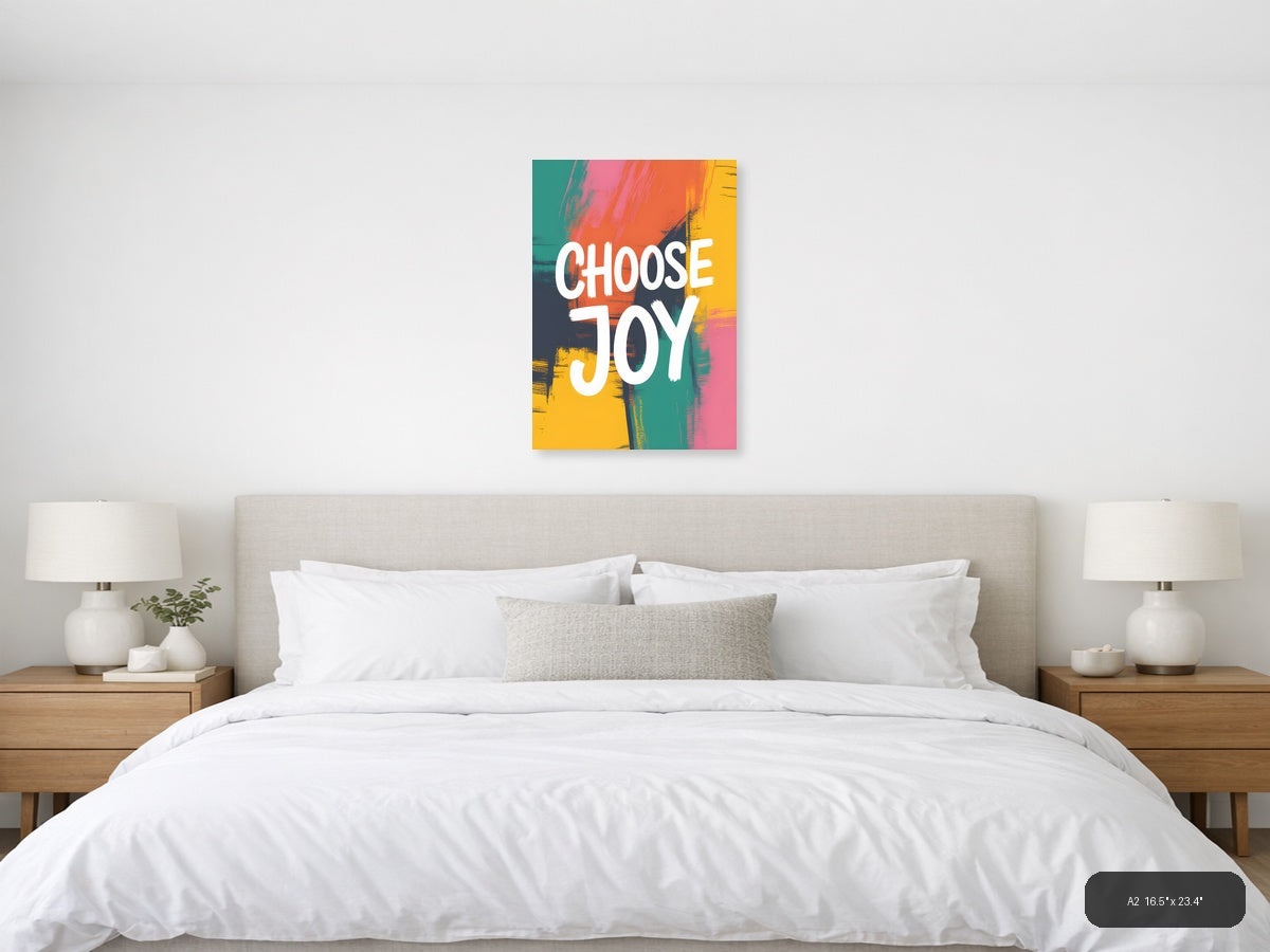 Choose Joy Abstract Colorful Brush Strokes Wall Art — A2 / Bedroom