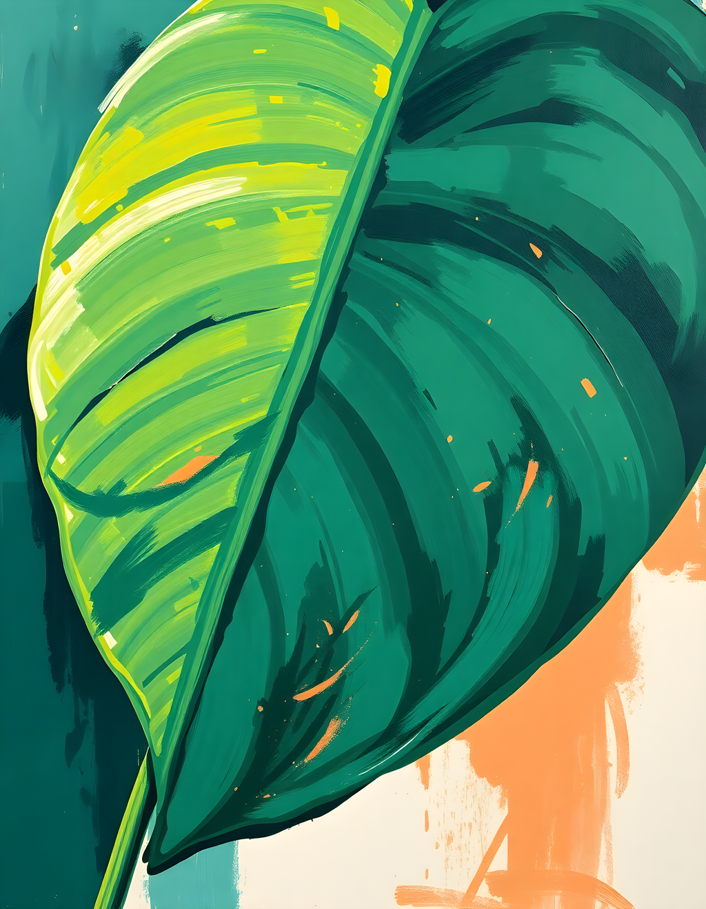 Abstract Tropical Leaf Modern Art Print Wall Art