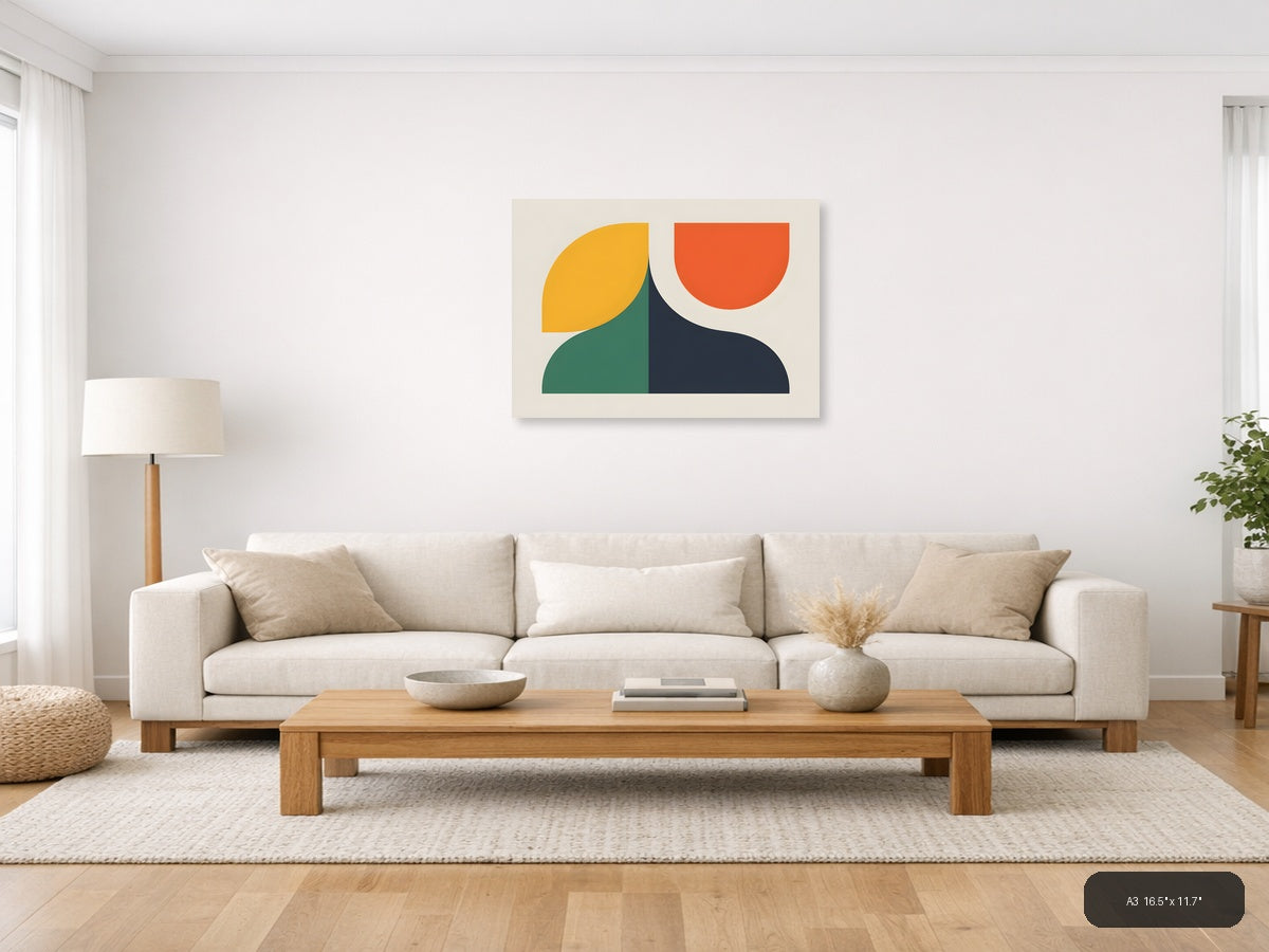 Minimalist Geometric Shapes Abstract Wall Art — A3 / Living Room