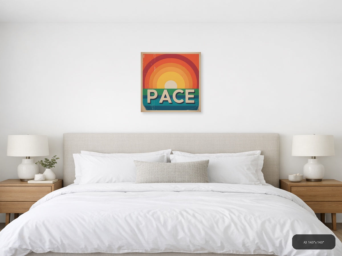 Vintage Rainbow Sunset Peace Retro Wall Art — A3 / Bedroom