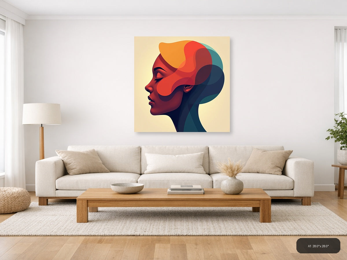 Abstract Colorful Profile Portrait Modern Wall Art — A1 / Living Room