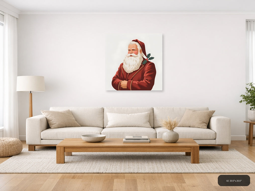 Santa Claus Portrait Minimalist Holiday Wall Art — A2 / Living Room