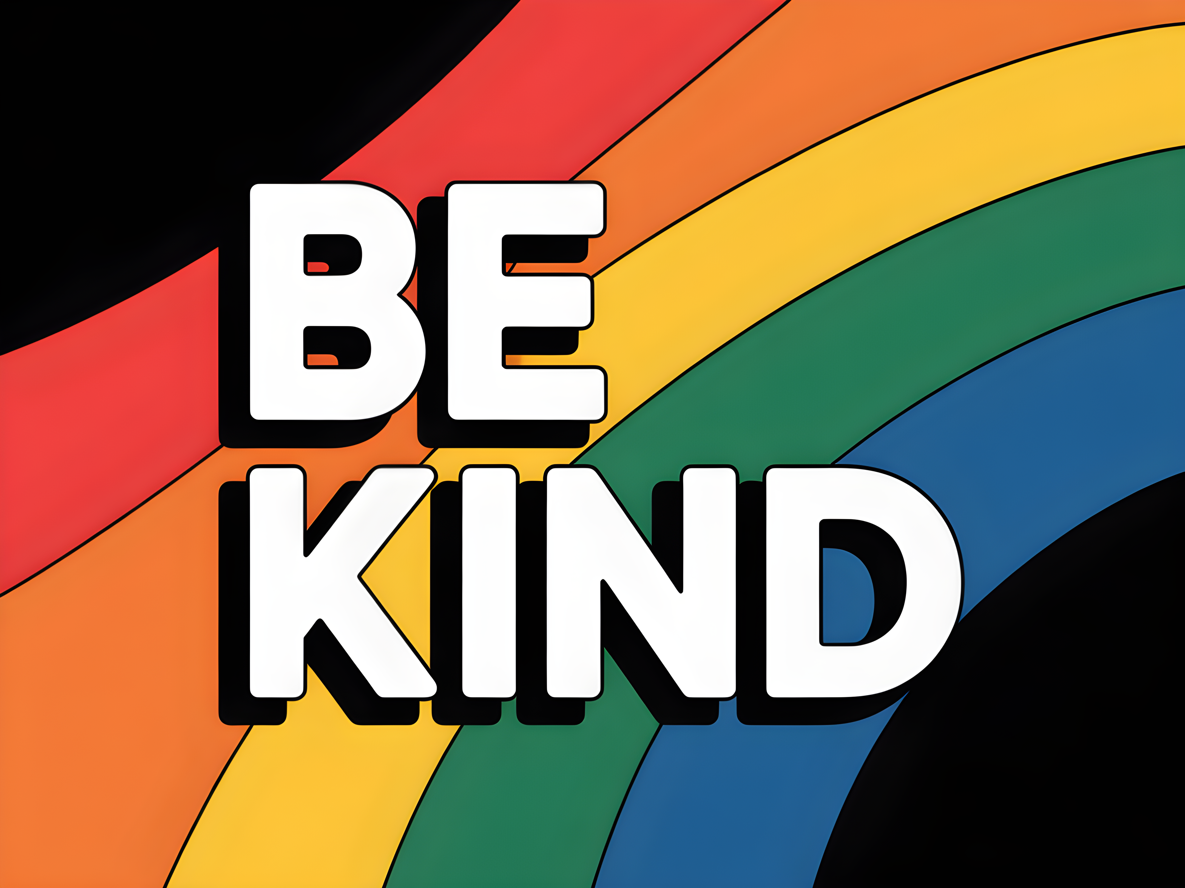 Be Kind Rainbow Typography Photography Wall Art