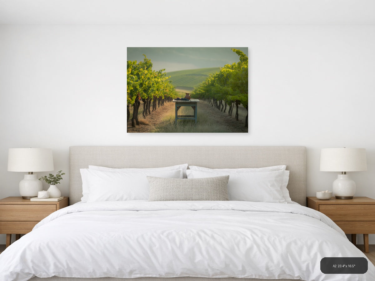 Vineyard Harvest Minimalist Landscape Wall Art — A2 / Bedroom