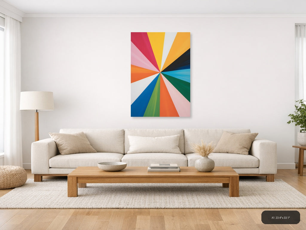 Colorful Radiant Sunburst Abstract Portrait Wall Art — A1 / Living Room