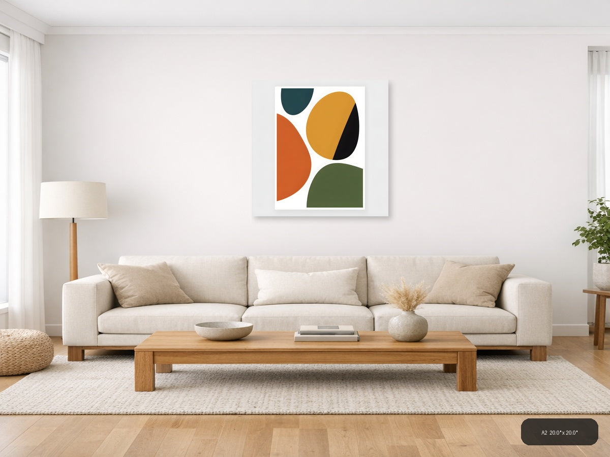 Minimalist Abstract Organic Shapes Multicolour Wall Art — A2 / Living Room