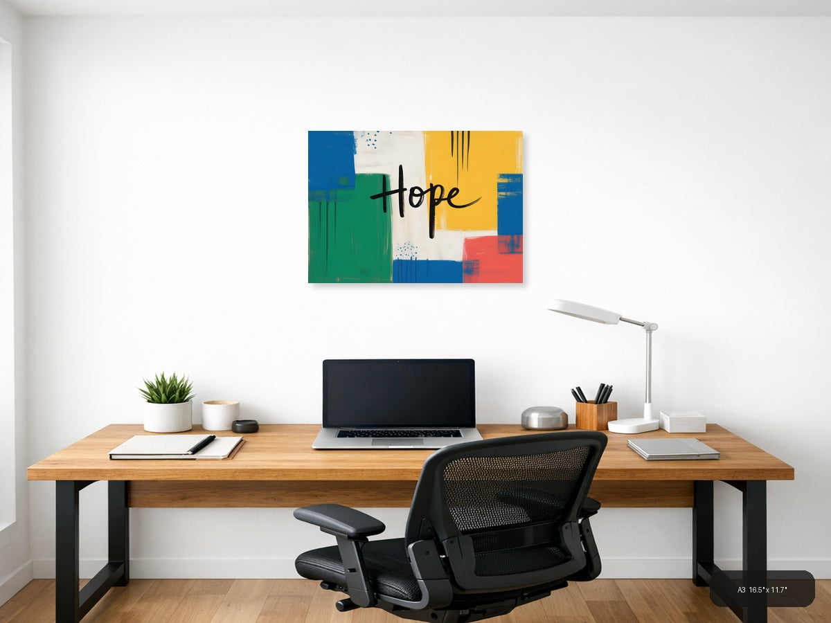 Hope Abstract Geometric Colorblock Modern Wall Art — A3 / Office