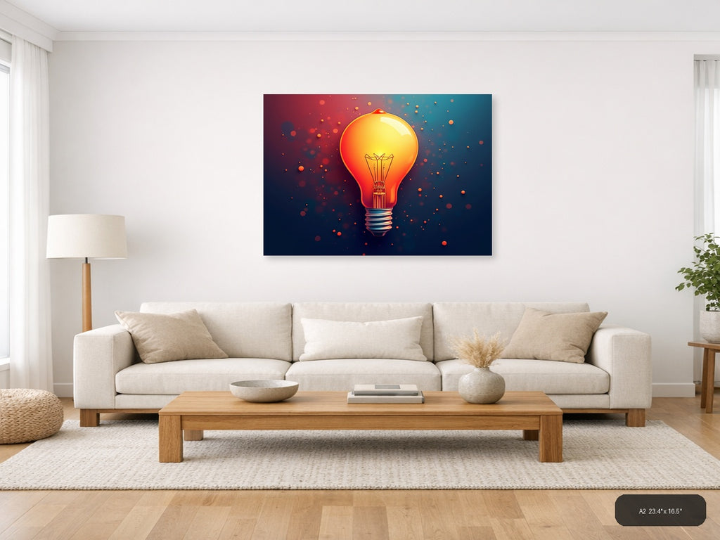 Glowing Light Bulb Abstract Modern Wall Art — A2 / Living Room