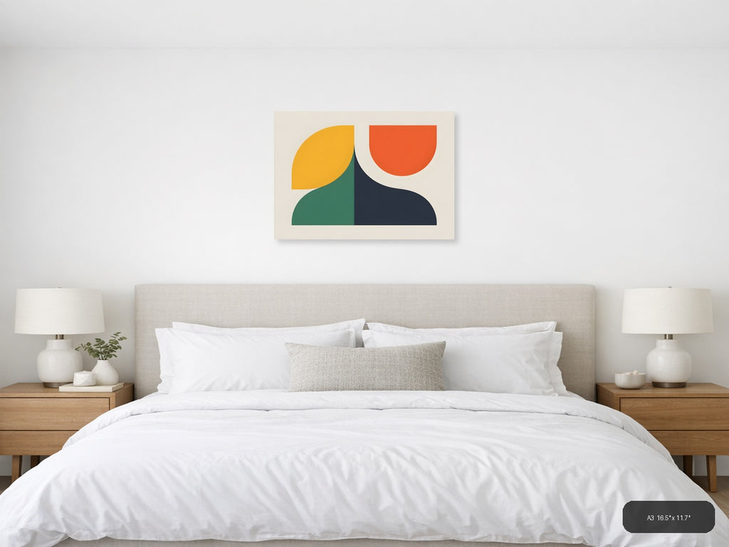 Minimalist Geometric Shapes Abstract Wall Art — A3 / Bedroom