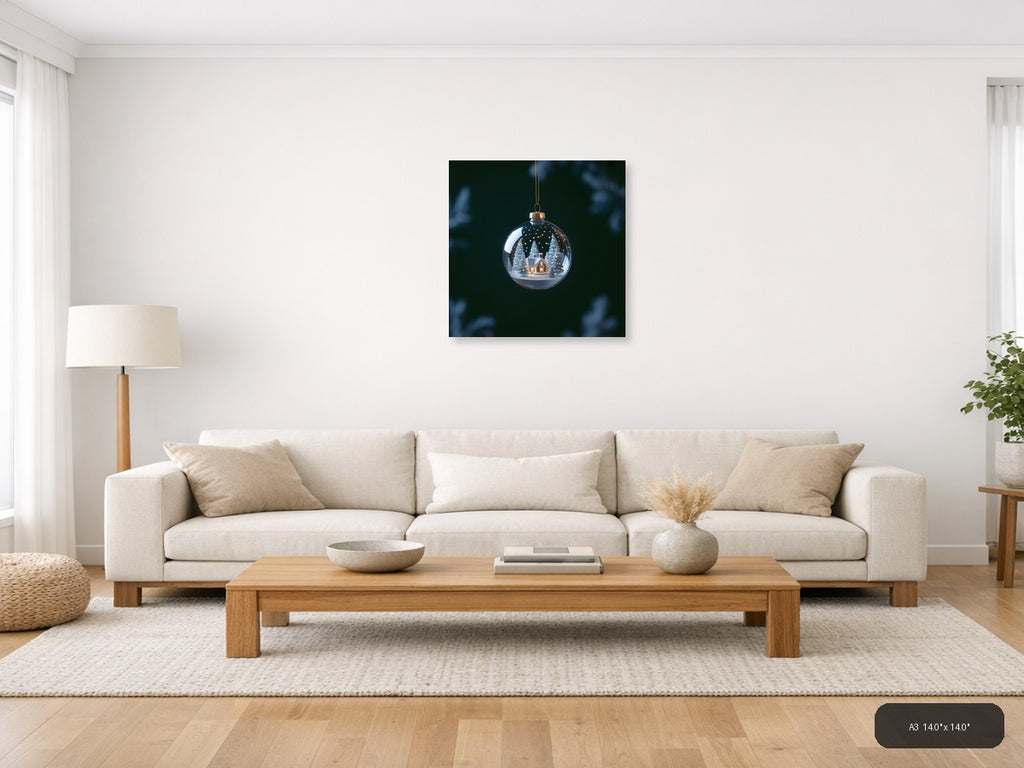 Winter Snow Globe House Photography Wall Art — A3 / Living Room
