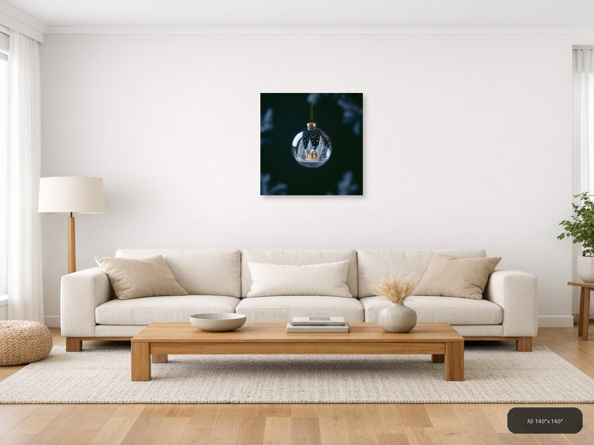 Winter Snow Globe House Photography Wall Art — A3 / Living Room