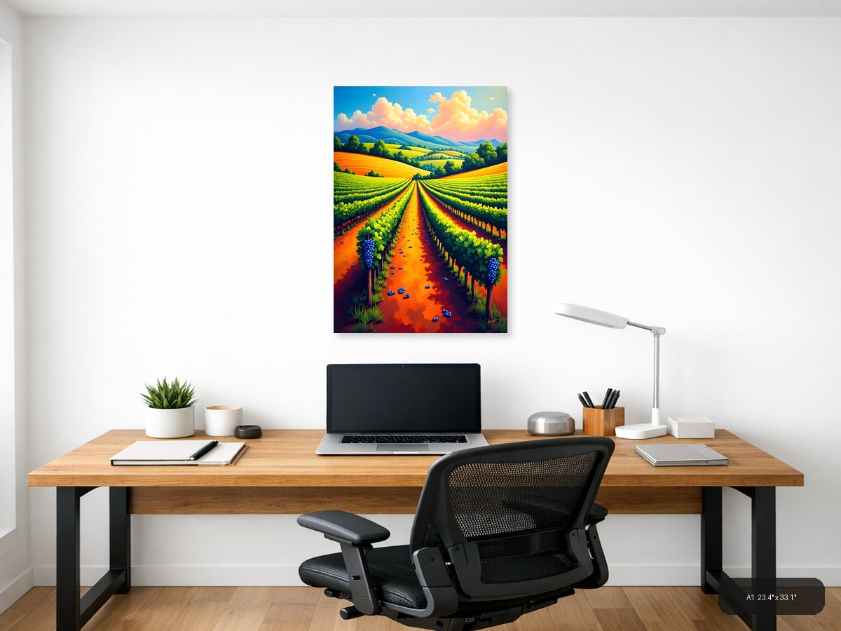 Vibrant Vineyard Landscape Abstract Wall Art — A1 / Office