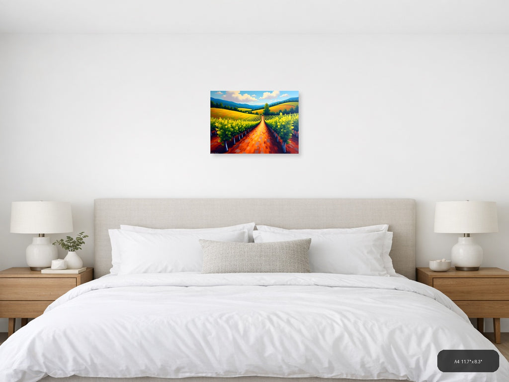 Vibrant Vineyard Landscape Abstract Wall Art — A4 / Bedroom