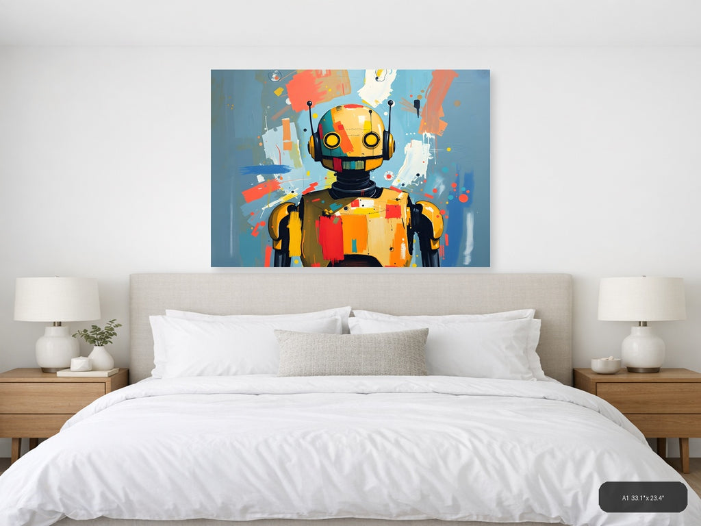 Colorful Robot Portrait Abstract Modern Wall Art — A1 / Bedroom