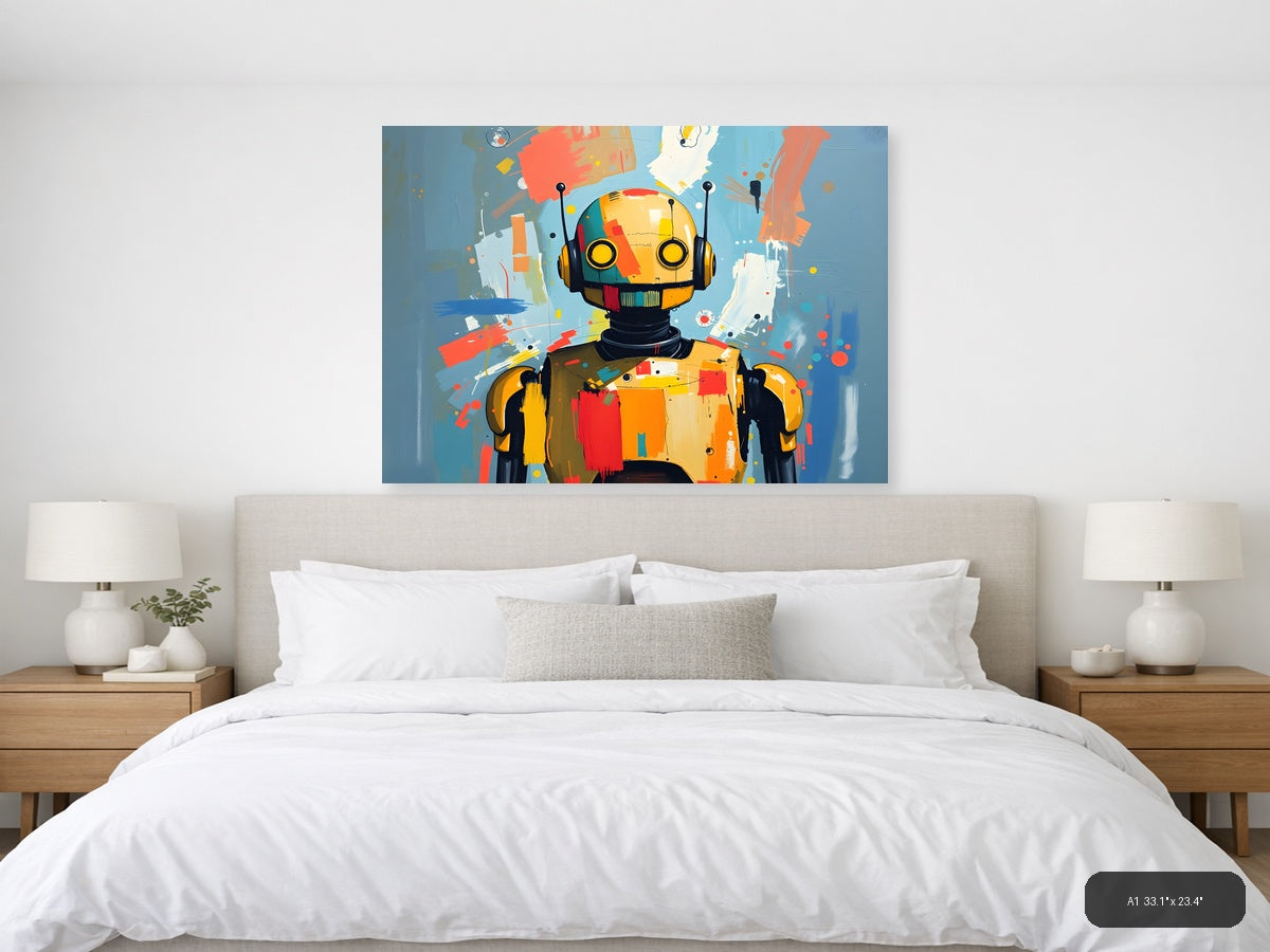 Colorful Robot Portrait Abstract Modern Wall Art — A1 / Bedroom